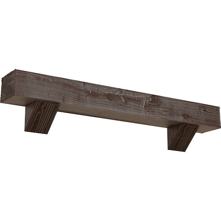 Kit W/ Breckinridge Corbels, Aged Pecan, 8H  X 8D X 84W Sandblasted Faux Wood Fireplace ManteL